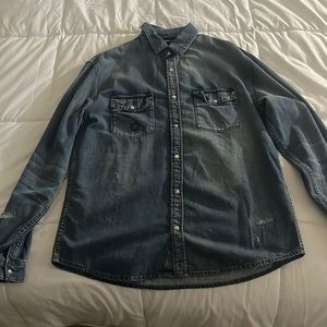Denim the kooples button up long sleeve  shirt  brand new